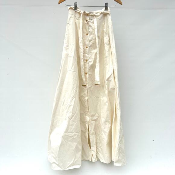 Marciano By Guess Pat Belted Maxi Skirt Off-White Long Gold Buttons US 2 IT 38 - Picture 4 of 11